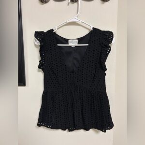 Francesca’s Eyelet Ruffle Sleeve Top